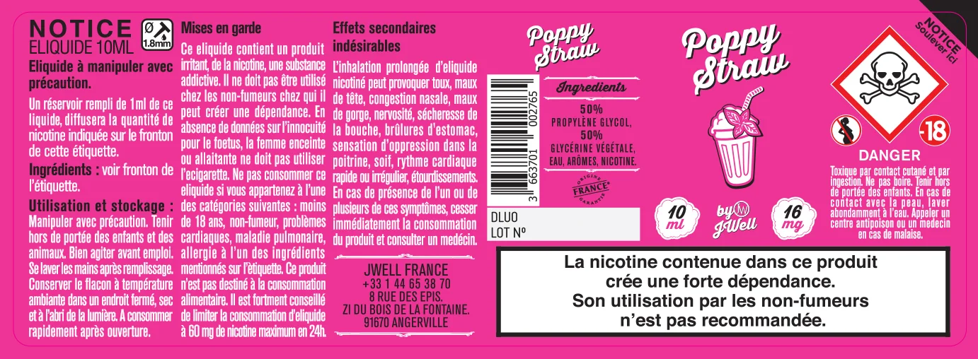 40X114 10ML POPPY STRAW 10ml label-16mg