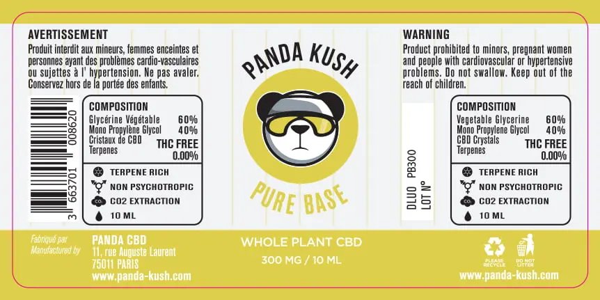 33.5X70 10ML PURE BASE_Panda Kush_300MG_10ml