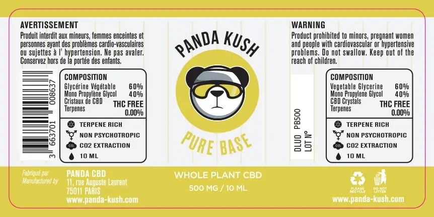 33.5X70 10ML PURE BASE_Panda Kush_500MG_10ml