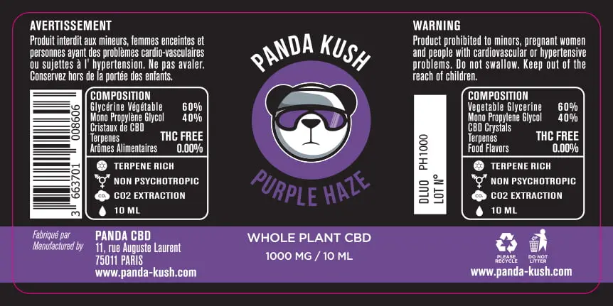 33.5X70 10ML PURPLE HAZE_Panda Kush_1000MG_10ml