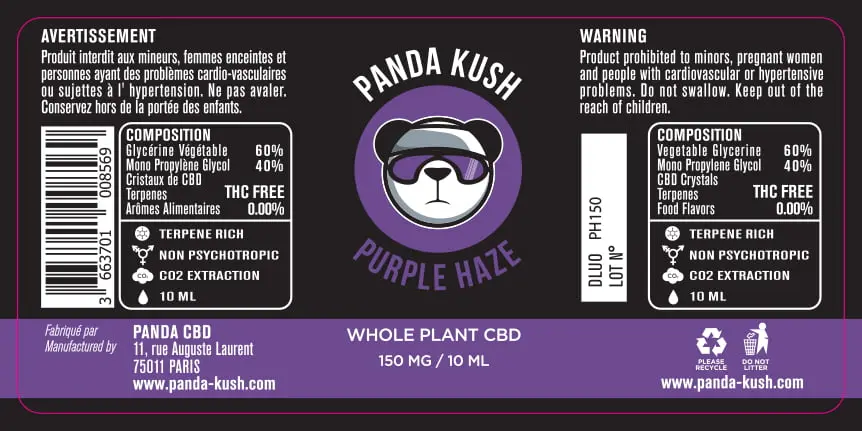 33.5X70 10ML PURPLE HAZE_Panda Kush_150MG_10ml
