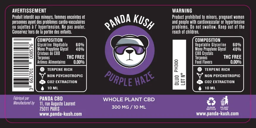 33.5X70 10ML PURPLE HAZE_Panda Kush_300MG_10ml