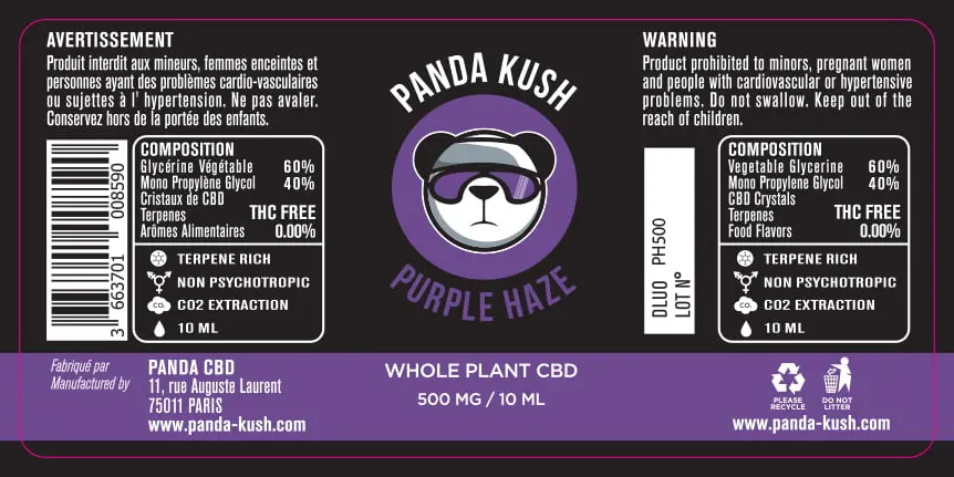 33.5X70 10ML PURPLE HAZE_Panda Kush_500MG_10ml