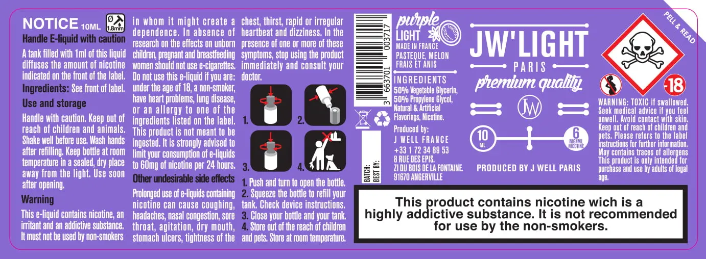40X114 10ML PURPLE LIGHT 10ml-UK - 6mg