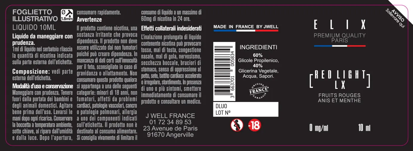 40X114 10ML RED LIGHT LX 10ml-IT-0mg