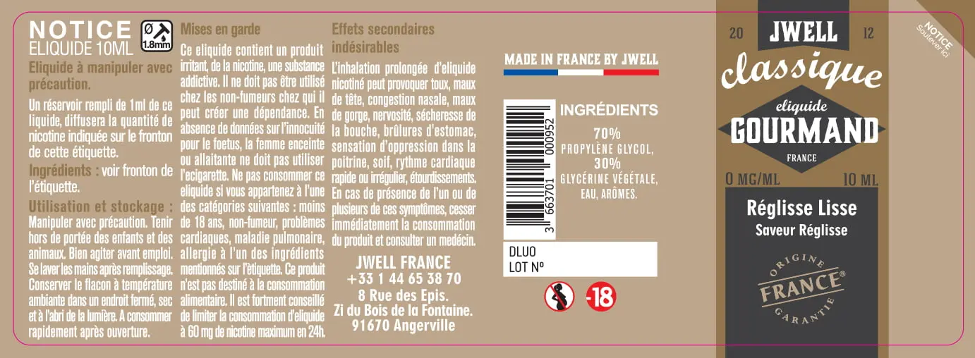 40X114 10ML REGLISSE-LISSE-10ml-0mg
