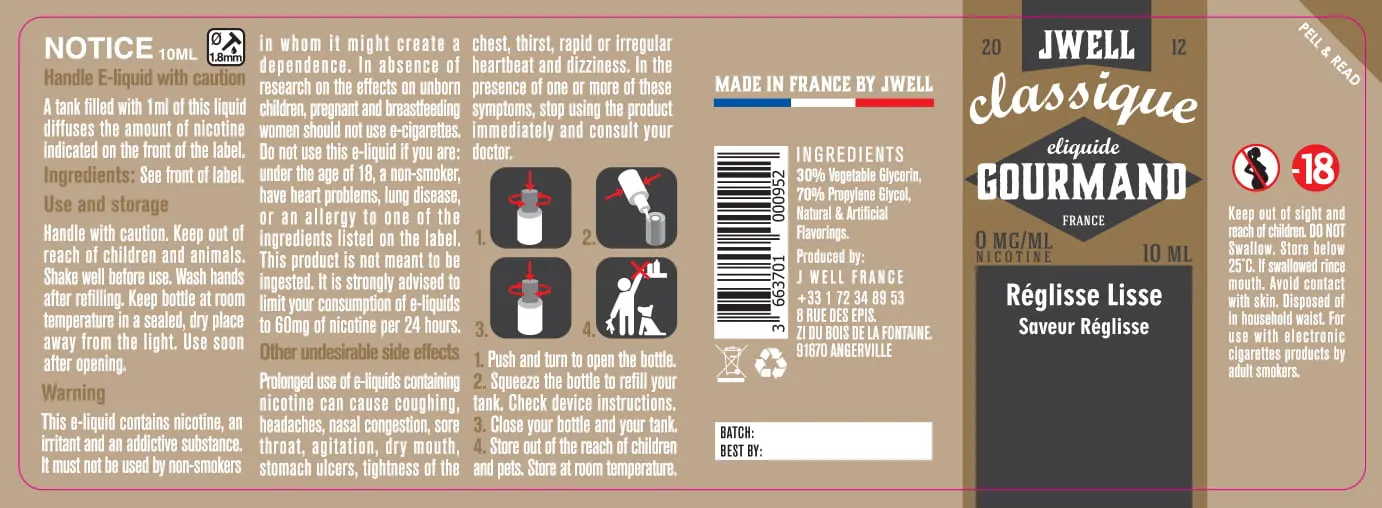 40X114 10ML REGLISSE LISSE 10ml-UK - 0mg