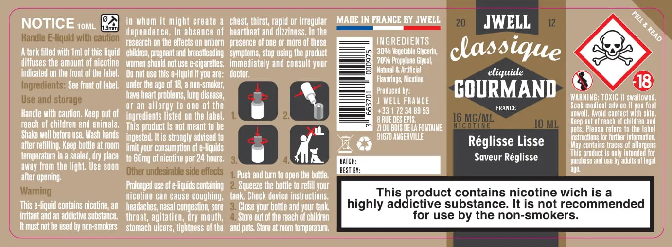 40X114 10ML REGLISSE LISSE 10ml-UK - 16mg