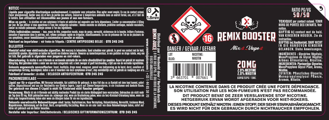 40X114 10ML REMIX-BOOSTER-10ml-BELGIC
