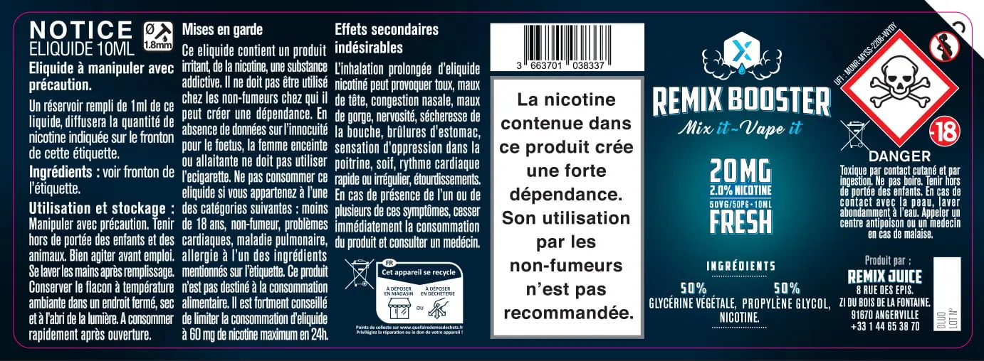 40X114 10ML REMIX BOOSTER-FRESH_20ml Label