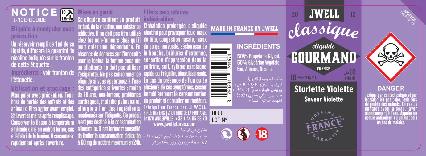 40X114 10ML STARLETTE VIOLETTE 10ml ALGERIA-16mg