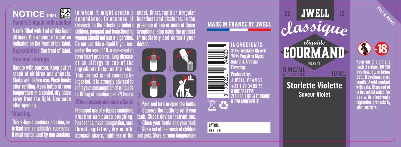 40X114 10ML STARLETTE VIOLETTE 10ml-UK - 0mg