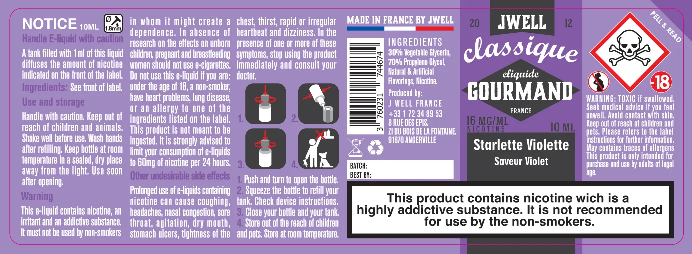 40X114 10ML STARLETTE VIOLETTE 10ml-UK - 16mg