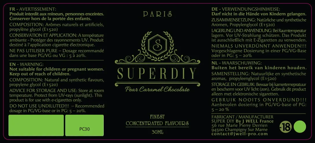 40X90 30ML SUPERDIY-PEAR-CARAMEL-CHOCOLATE_PPAG PELCOB