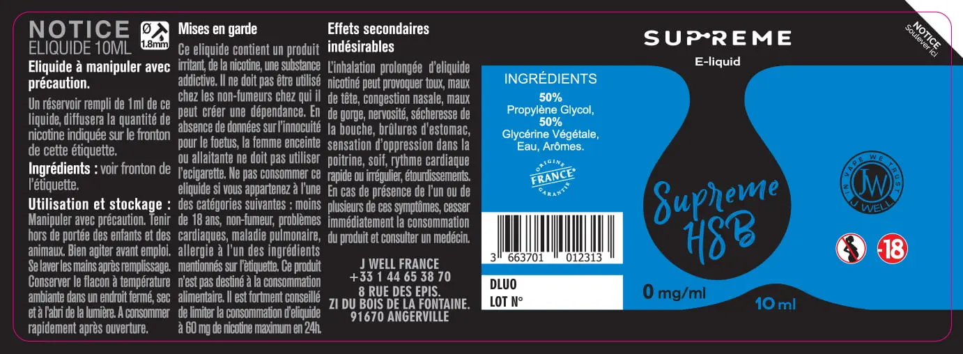 40X114 10ML SUPREME-HSB_SUPREME_10ml_0mg