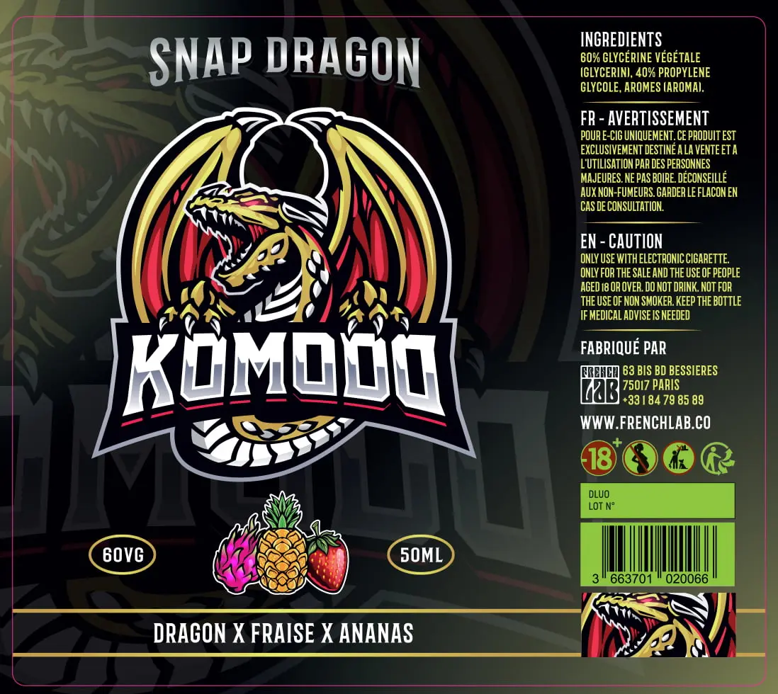 80X90 50ML SnapDragon KOMODO DRAGON FRUIT STRABERRY PINEAPPLE