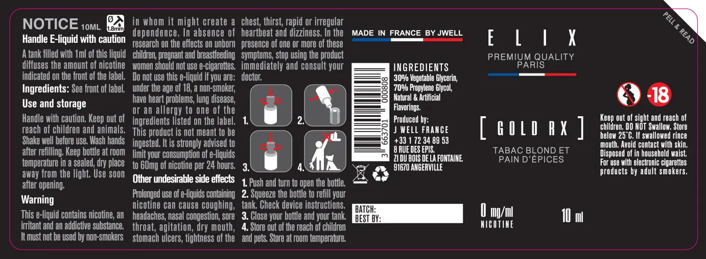 40X114 10ML TABAC GOLDRX 10ml-UK - 0mg
