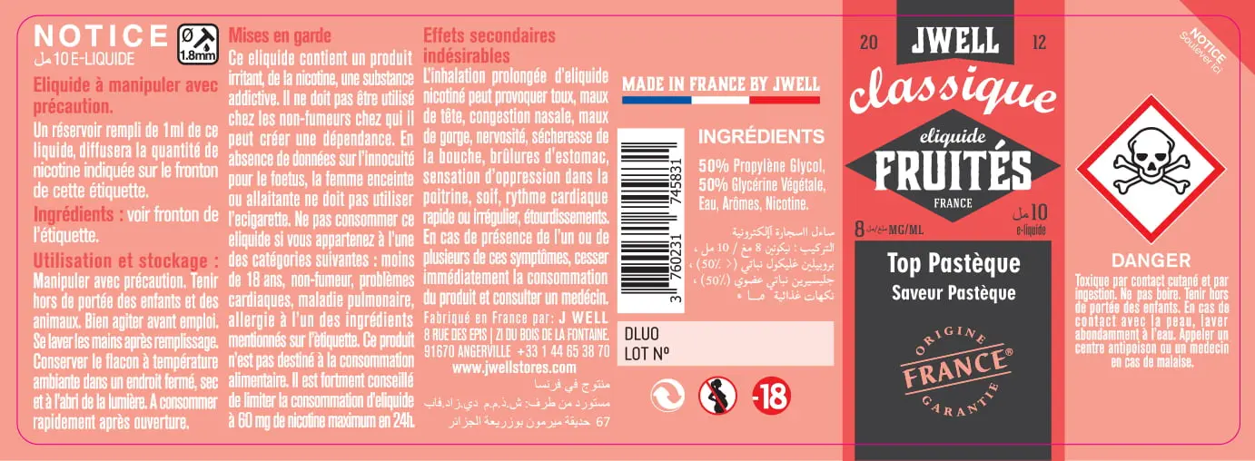 40X114 10ML TOP PASTEQUE 10ml ALGERIA-8mg