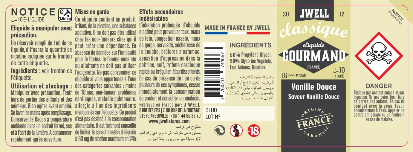 40X114 10ML VANILLE DOUCE 10ml ALGERIA-16mg