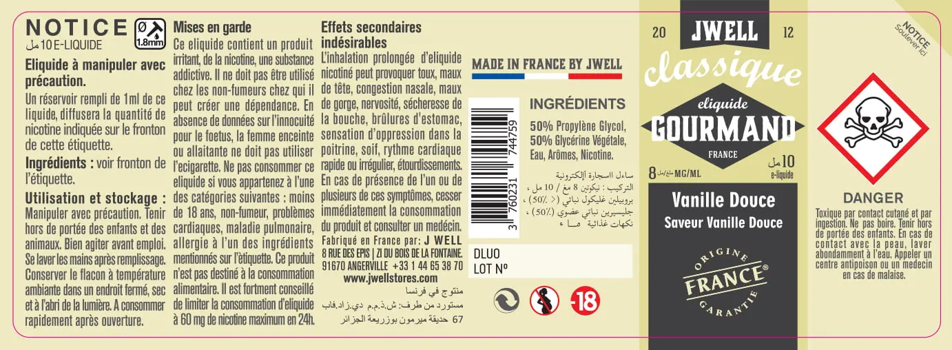 40X114 10ML VANILLE DOUCE 10ml ALGERIA-8mg