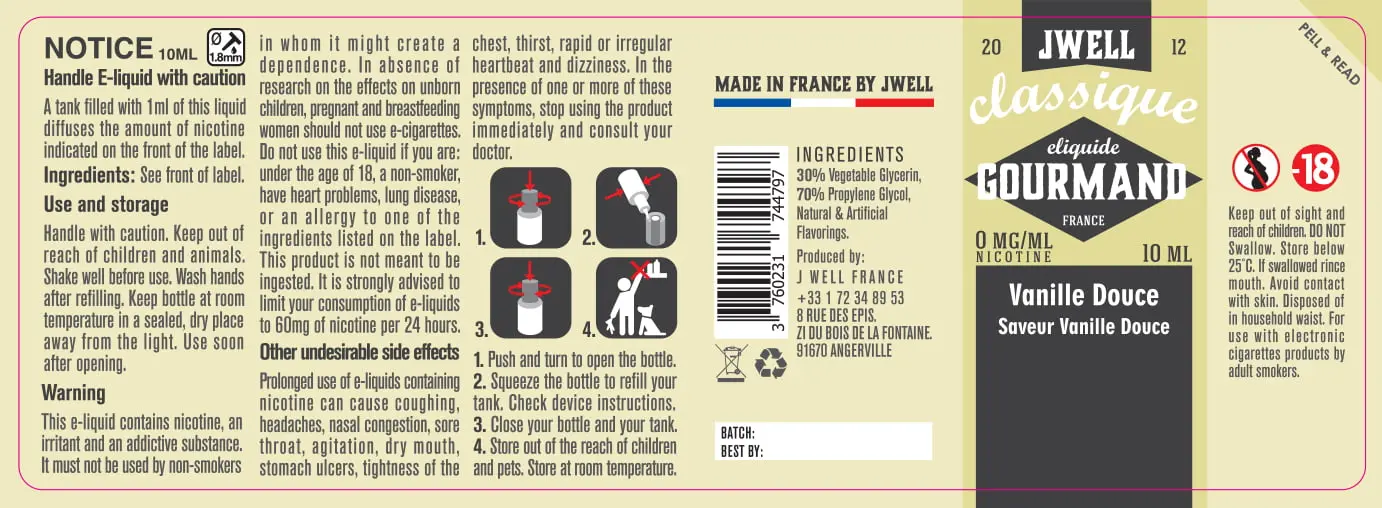 40X114 10ML VANILLE DOUCE 10ml-UK - 0mg
