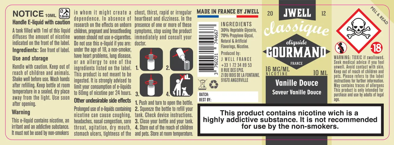 40X114 10ML VANILLE DOUCE 10ml-UK - 16mg