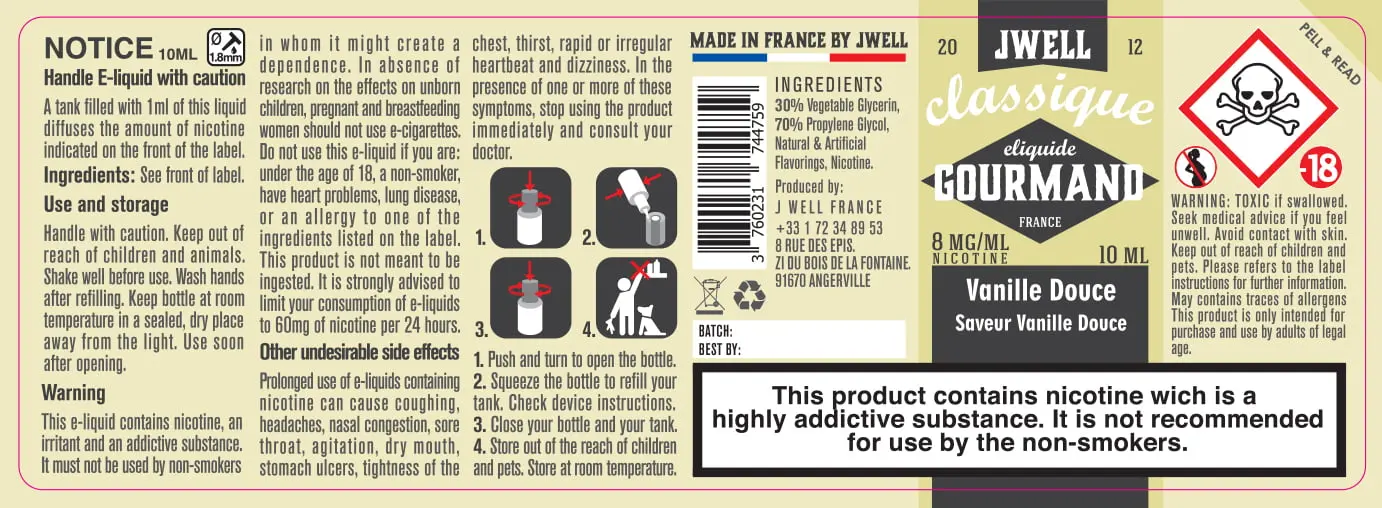 40X114 10ML VANILLE DOUCE 10ml-UK - 8mg