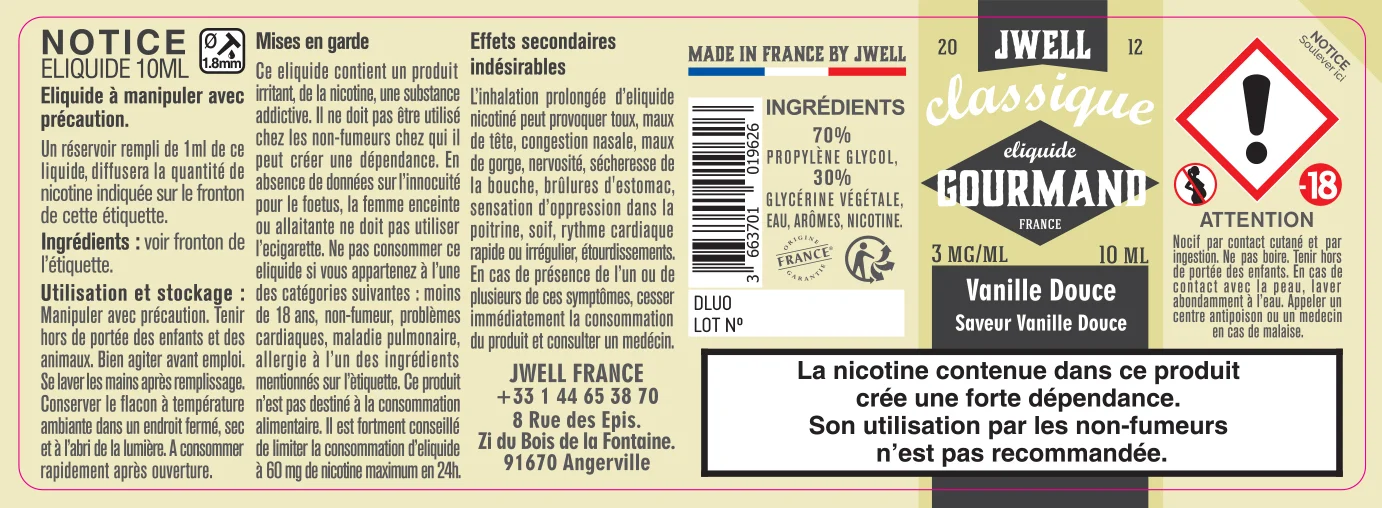 40X114 10ML VANILLEDOUCE-10ml-3mg