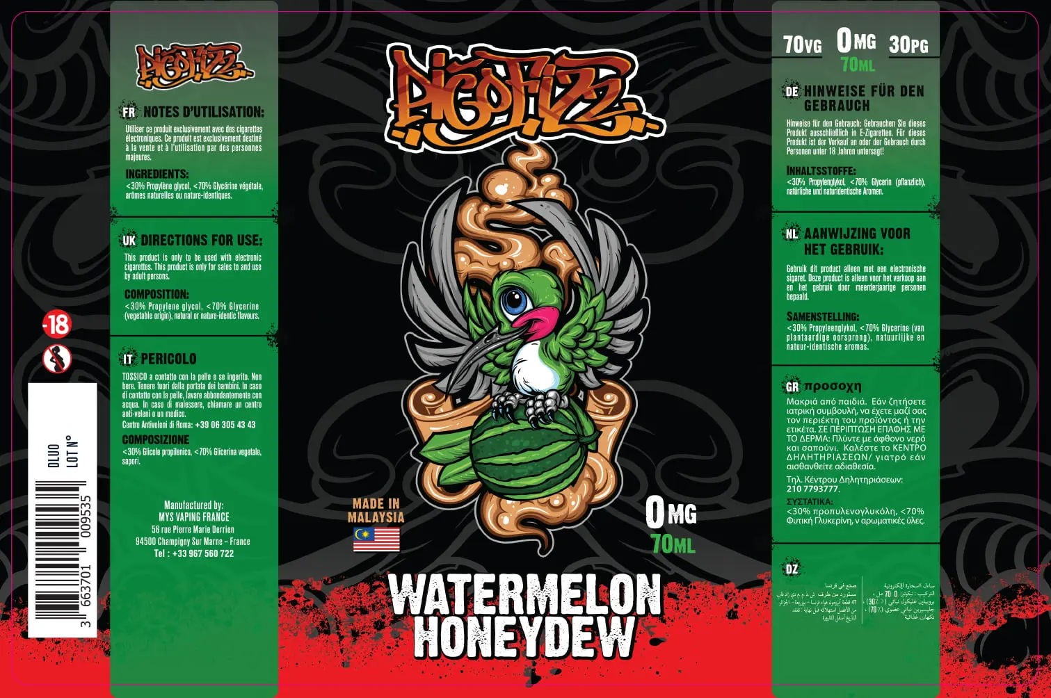 82X125 70ML WATERMELON HONEYDEW-PICOFIZZ_70ml