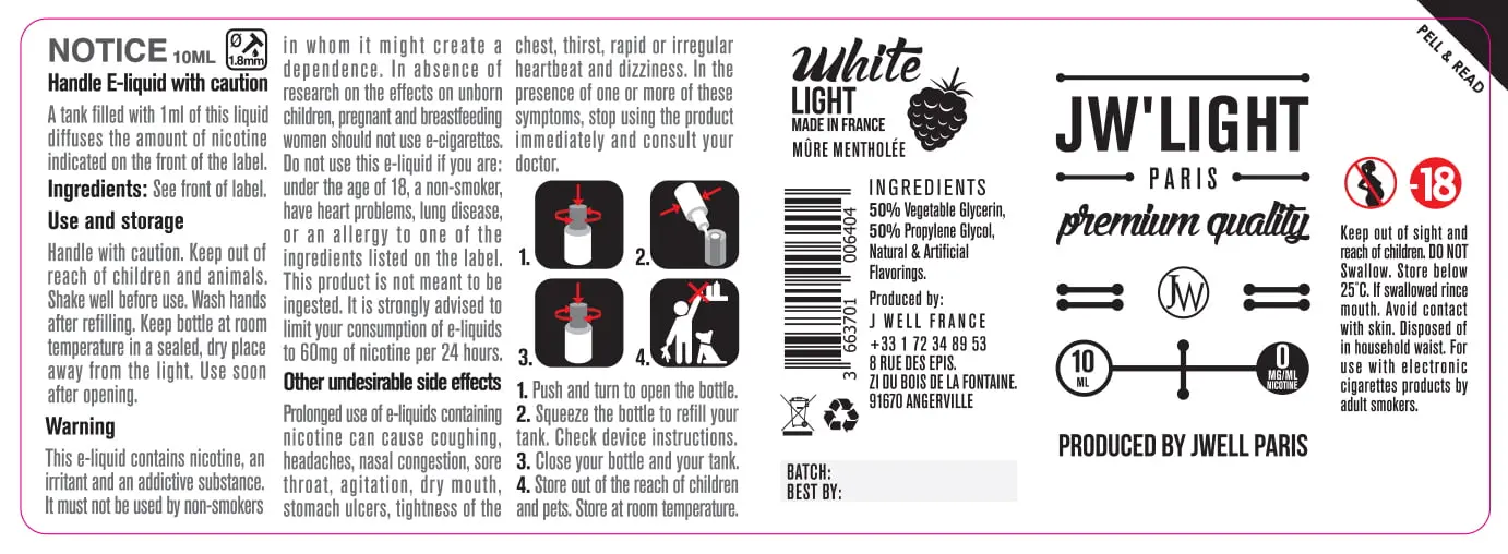 40X114 10ML WHITE LIGHT 10ml-UK - 0mg