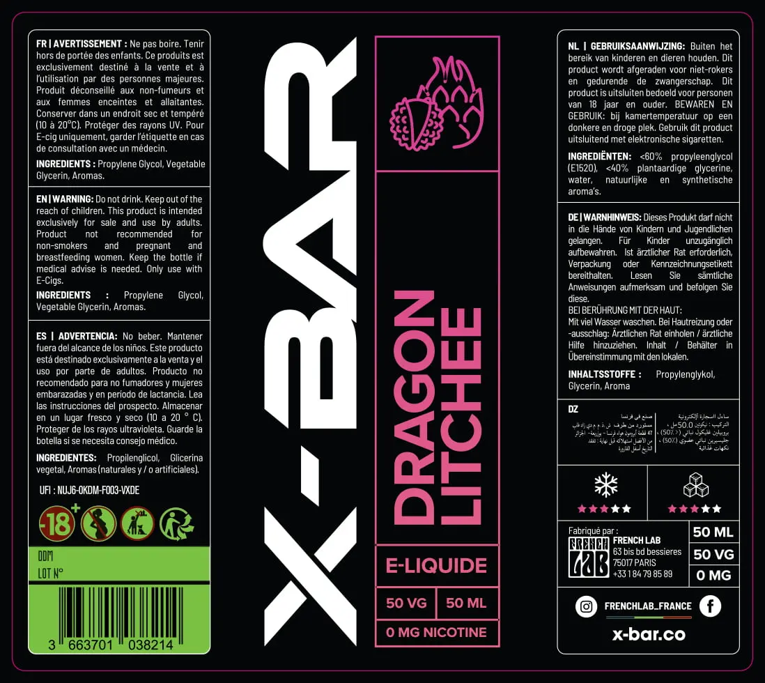 80X90 50ML X-BAR_50ML_DRAGON_LITCHEE