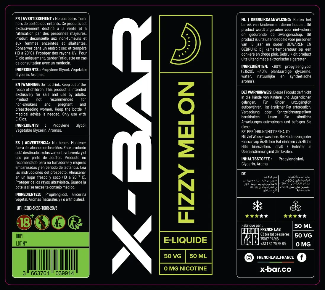 80X90 50ML X-BAR_50ML_FIZZY_MELON