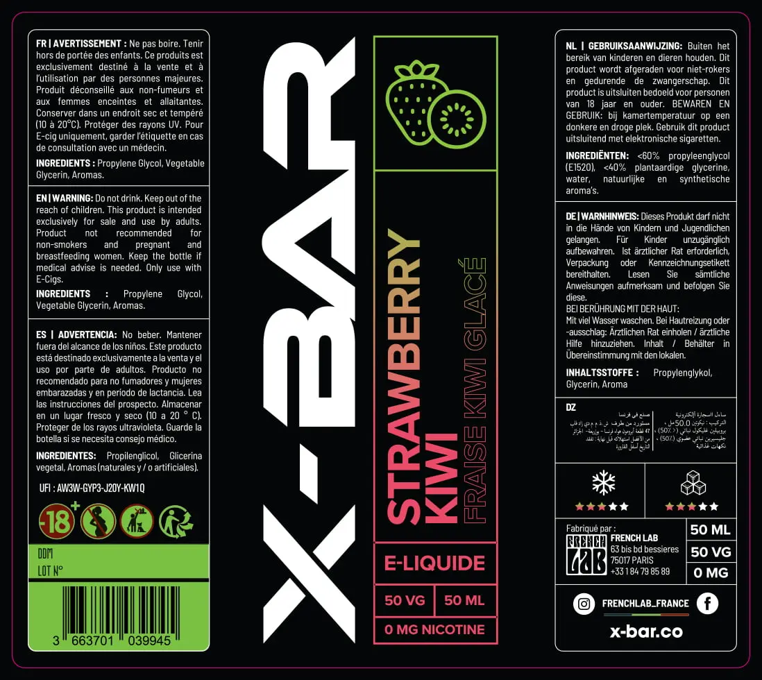 80X90 50ML X-BAR_50ML_FRAISE_KIWI