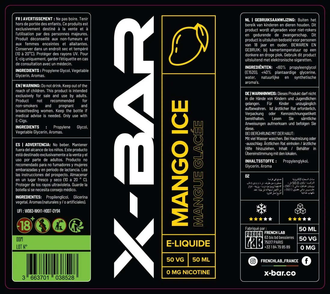 80X90 50ML X-BAR_50ML_ICE_MANGO