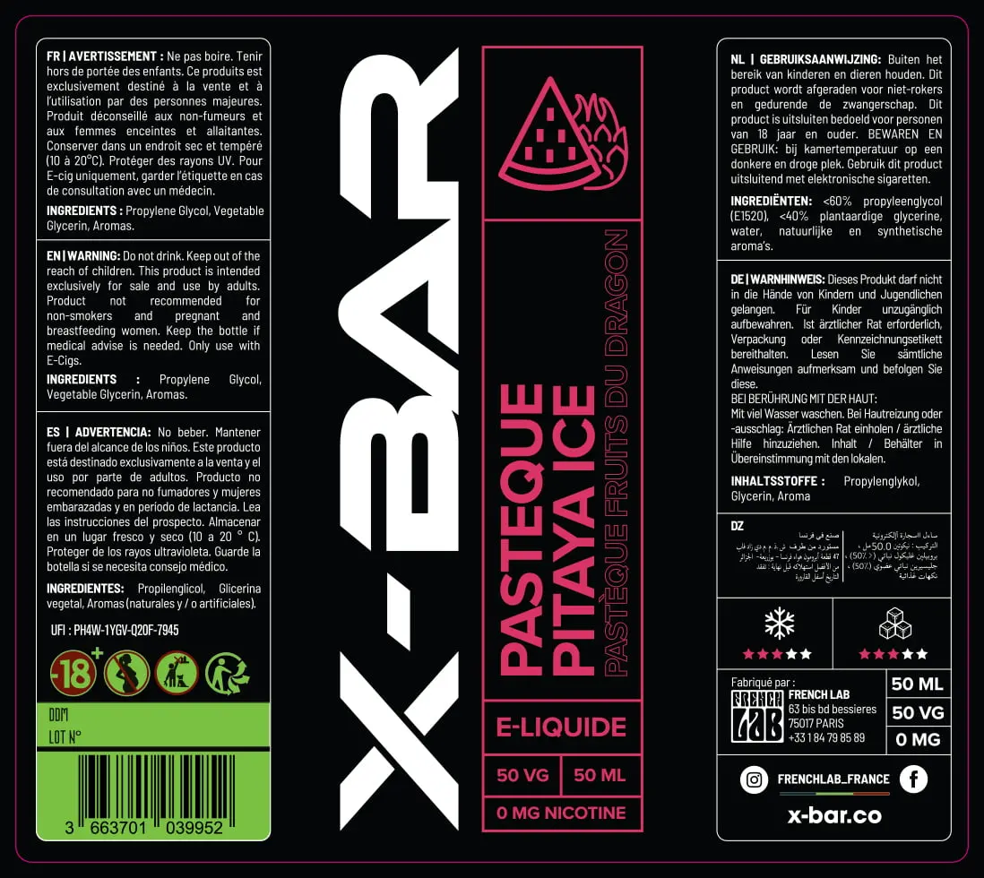 80X90 50ML X-BAR_50ML_PASTEQUE_PITAYA
