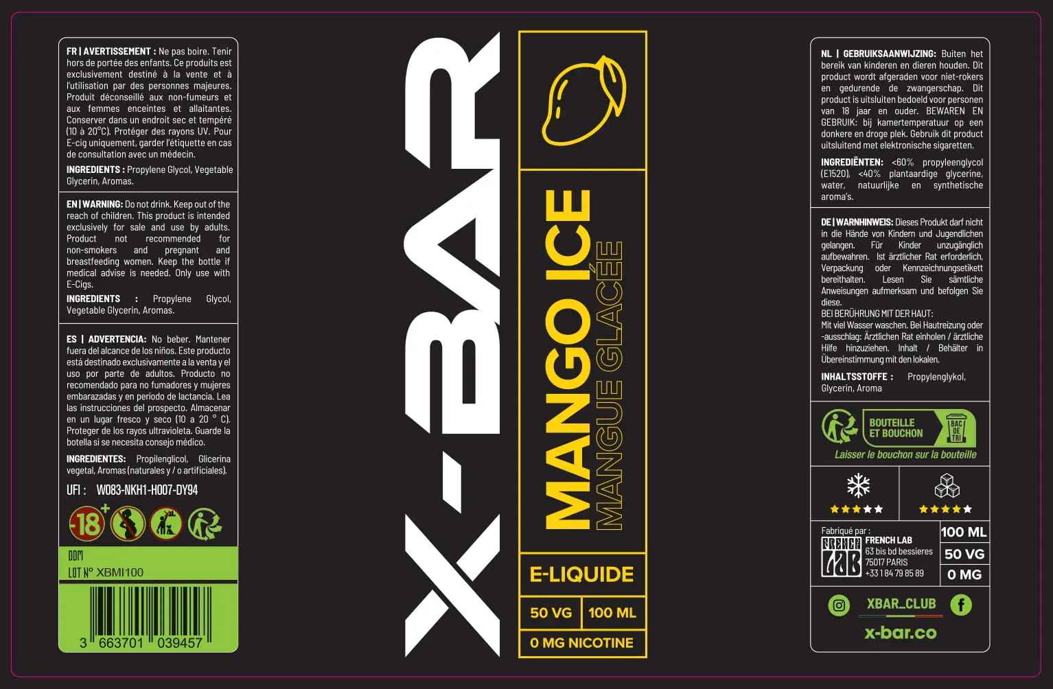 82X127 100ML X-BAR_LABEL_100ML_MANGO