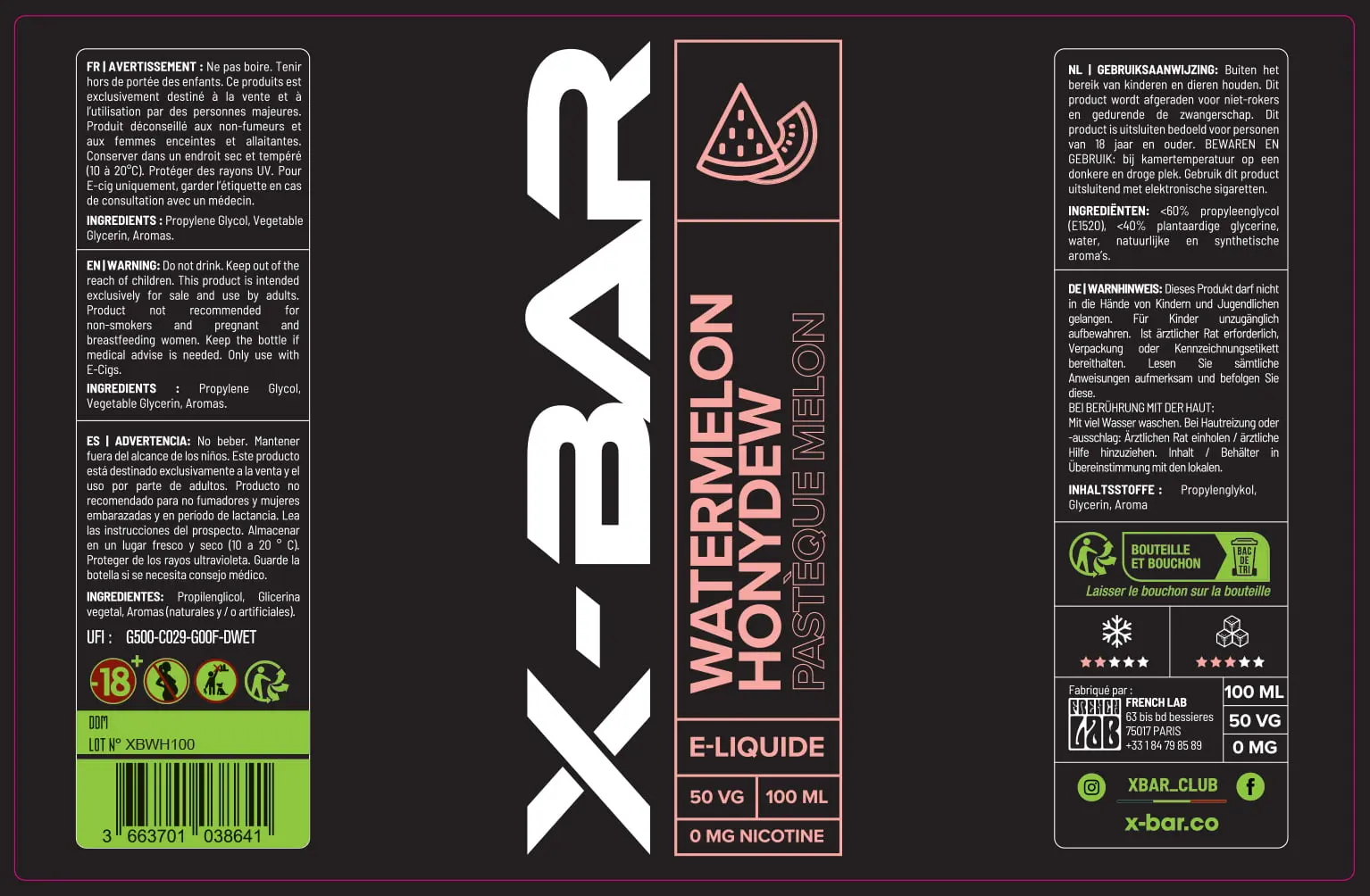 82X127 100ML X-BAR_LABEL_100ML_WATERMELON-HONEYDEW