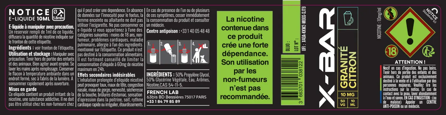 30X125 10ML XBAR-LABEL_CITRON_10ml_10mg