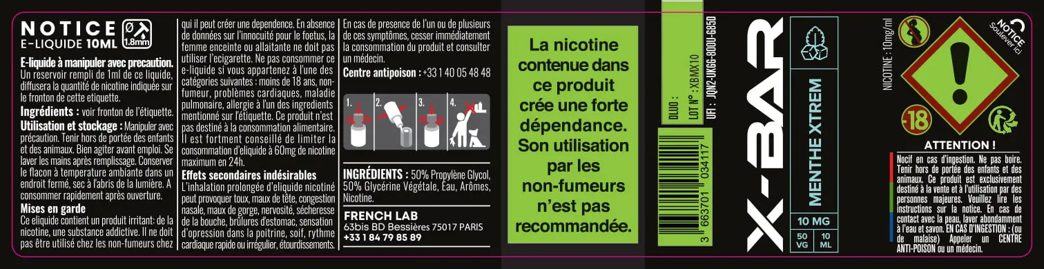 30X125 10ML XBAR_10ml_10mg MENTHOL EXTREM