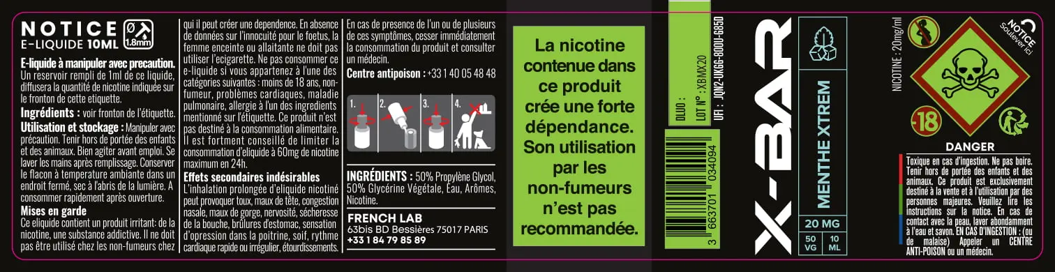 30X125 10ML XBAR_10ml_20mg MENTHOL EXTREM